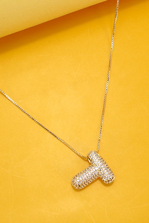 Josslyn Jewelry |Initial Pave Rhinestone Bubble Ballon Necklace