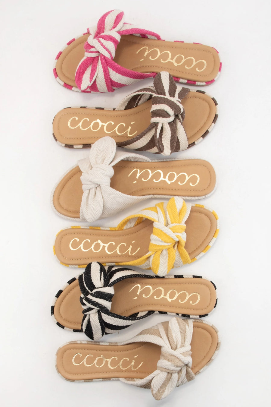 Ccocci |Linen Knotted Bow Slide Flats