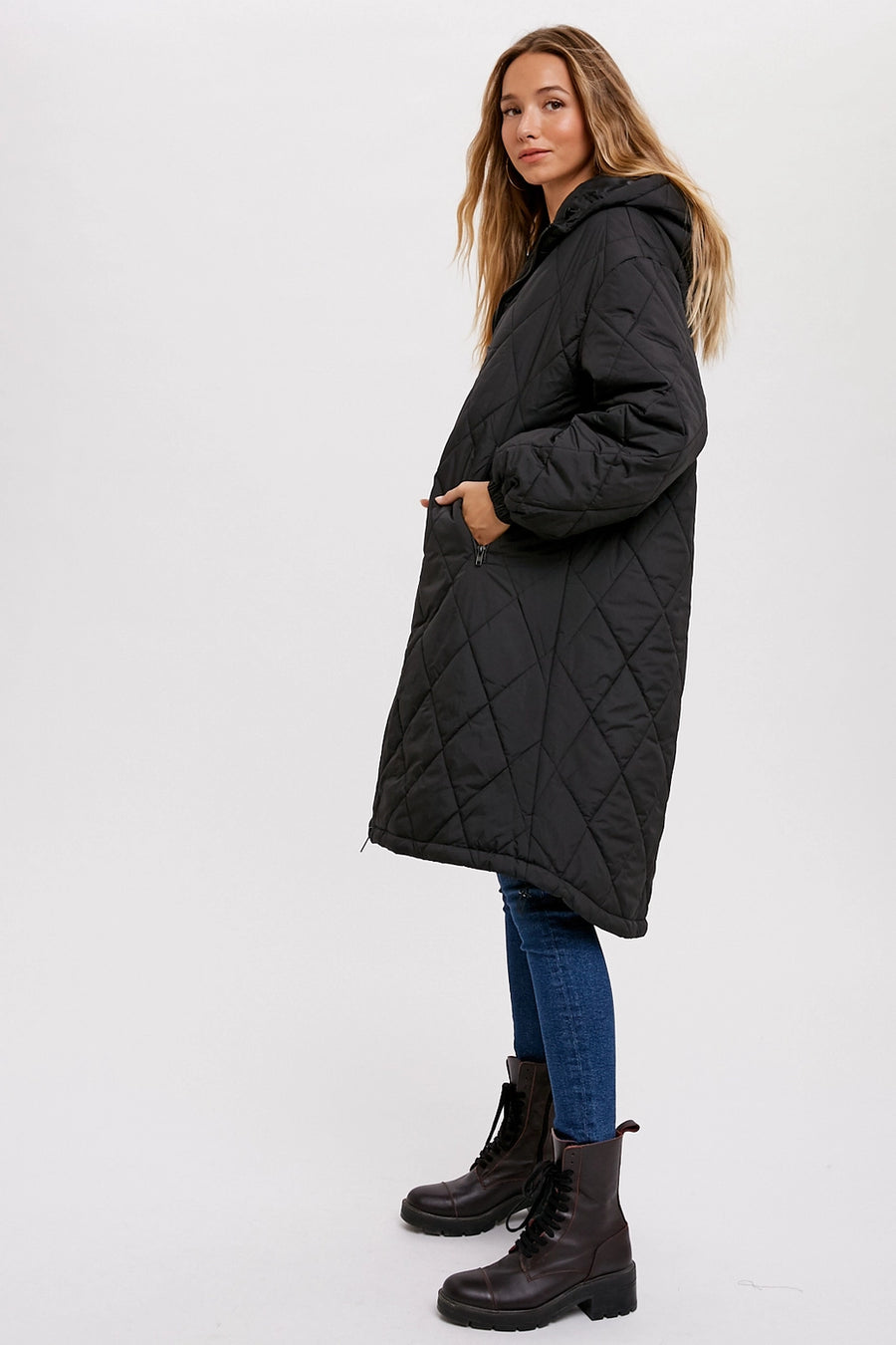 Blueivy | Longline Quilted Puffer Jacket