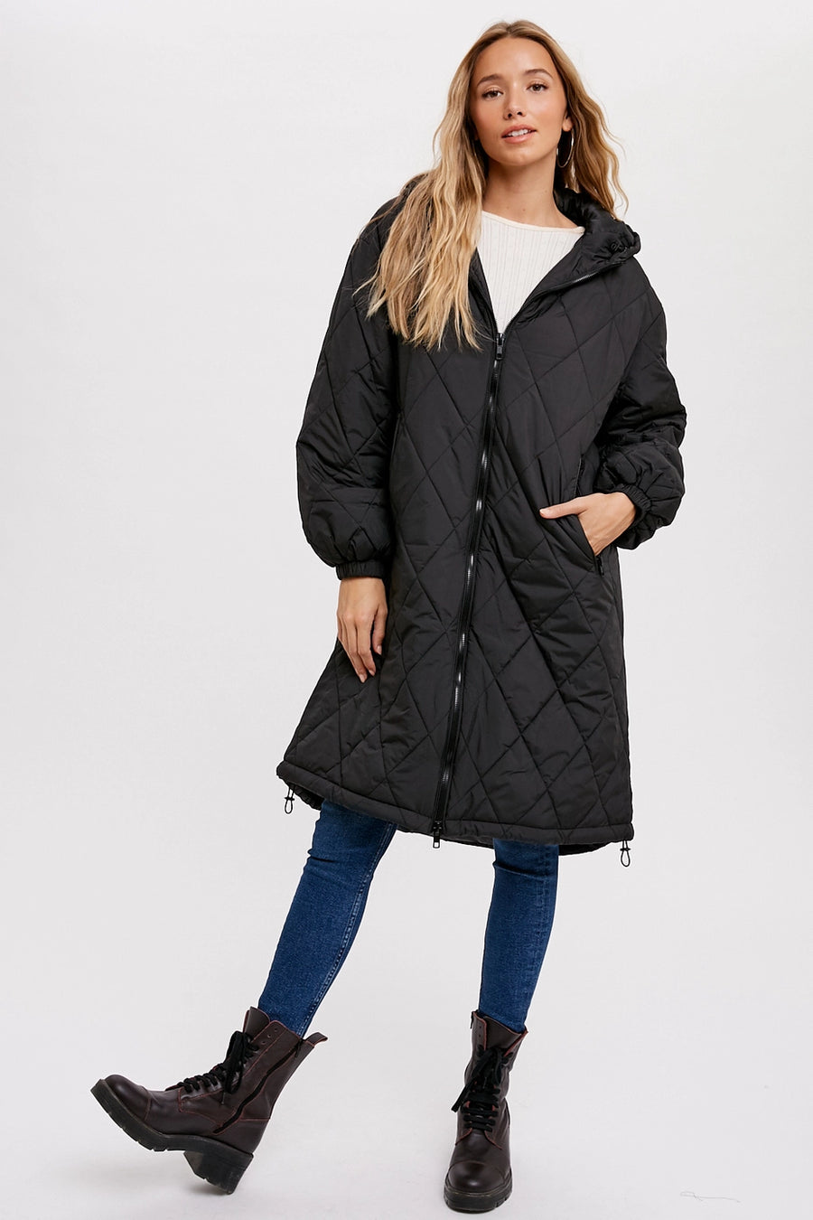 Blueivy | Longline Quilted Puffer Jacket