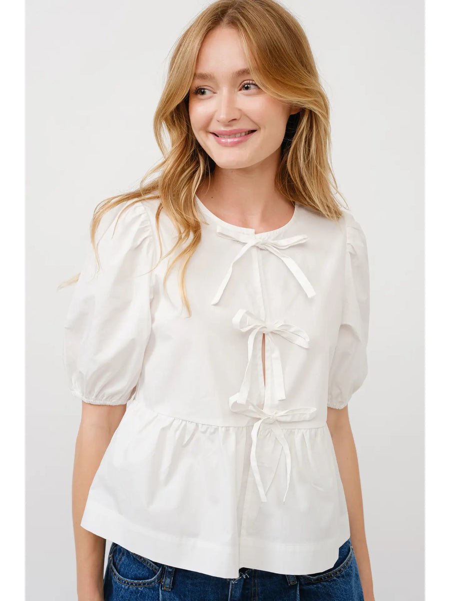 Trend Notes | Poplin Front Bow Blouse