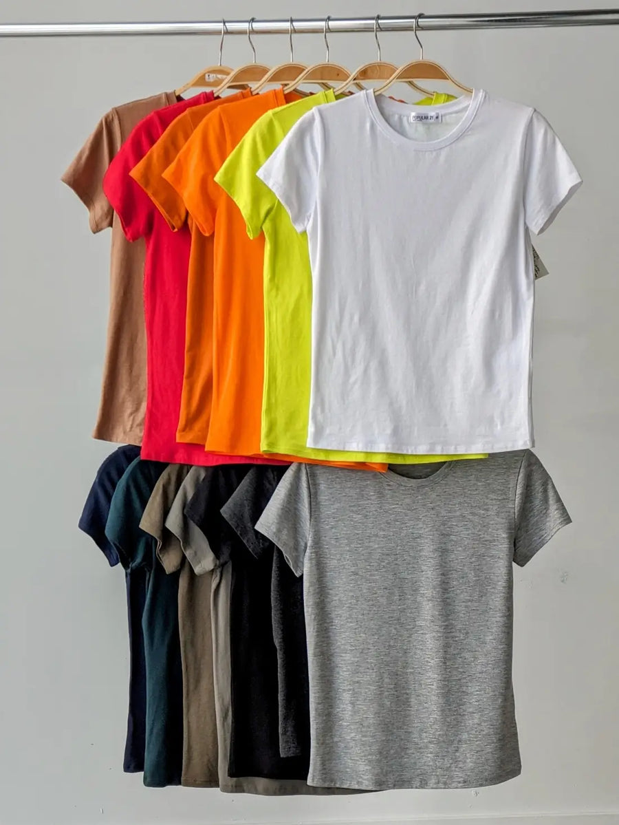 Popular 21 | Crew Neck Short Sleeve Basic Top