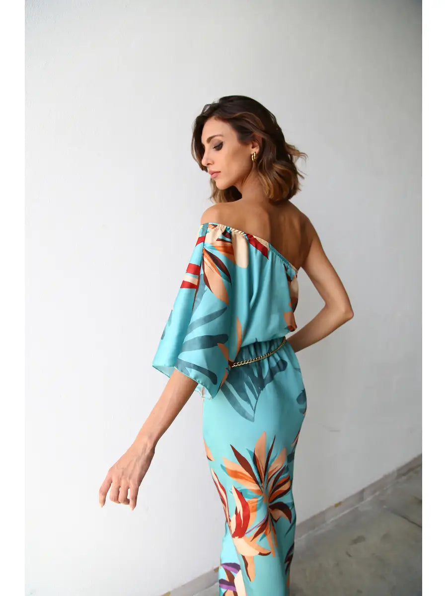 Trend Notes | Aquamarine One Shoulder Dress