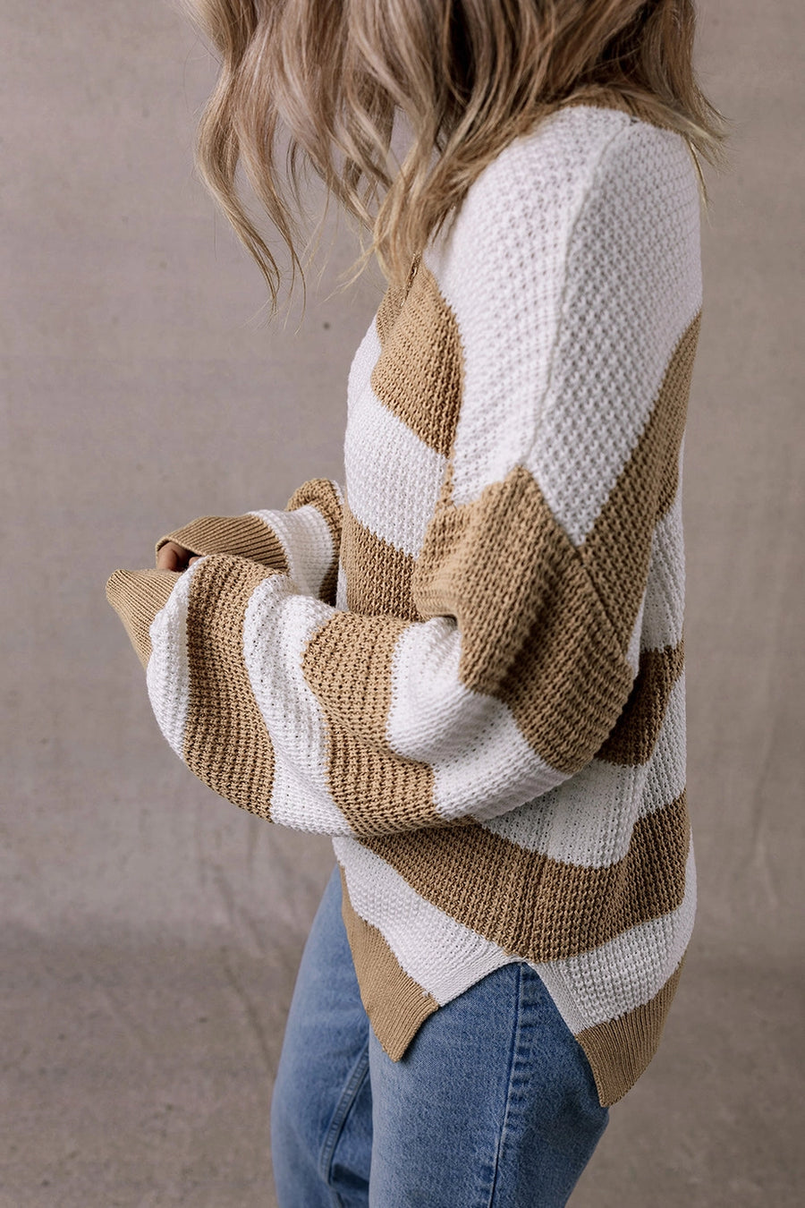 Threaded Pear |Arabella Striped Side Slit Sweater