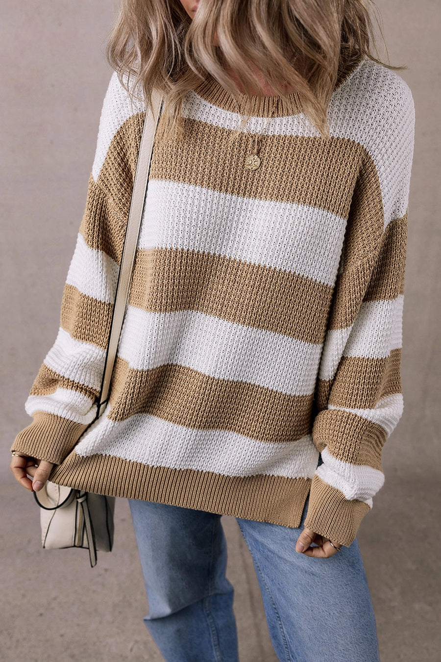 Threaded Pear |Arabella Striped Side Slit Sweater