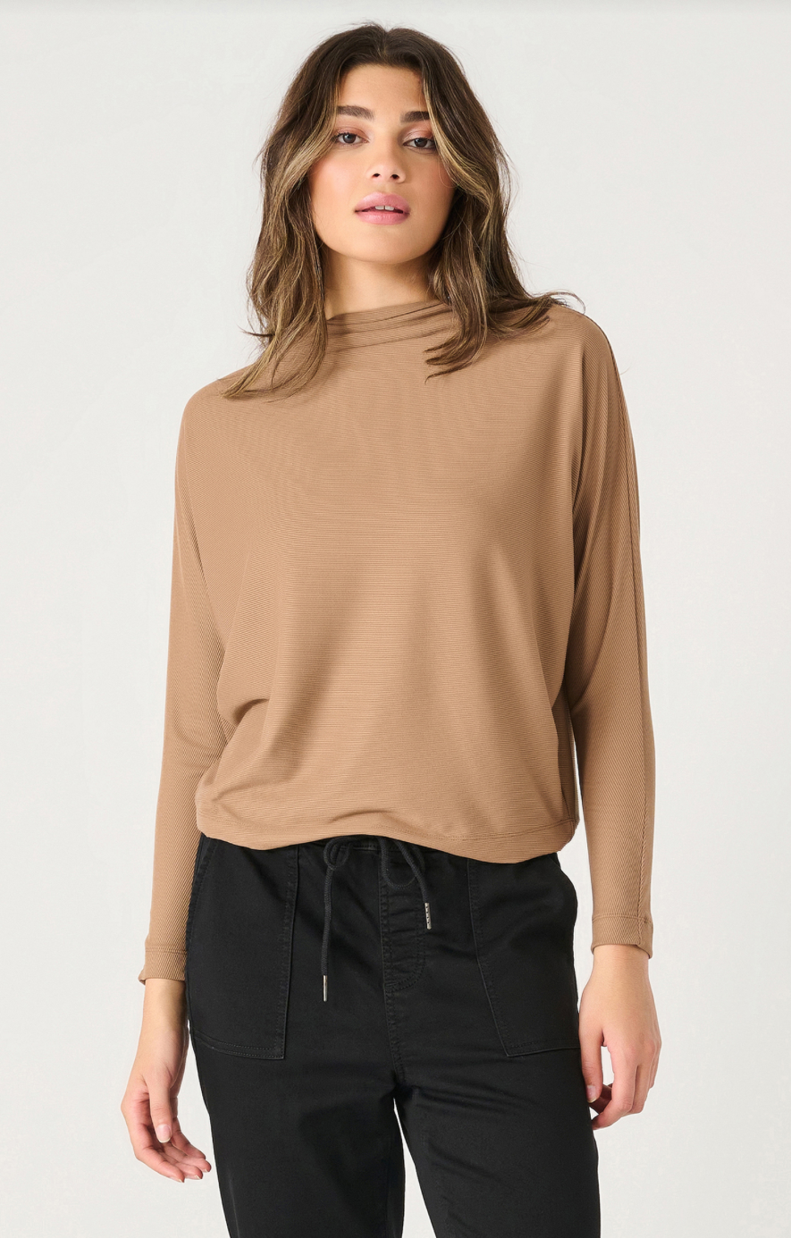 Dex | Mock Neck Ribbed Top