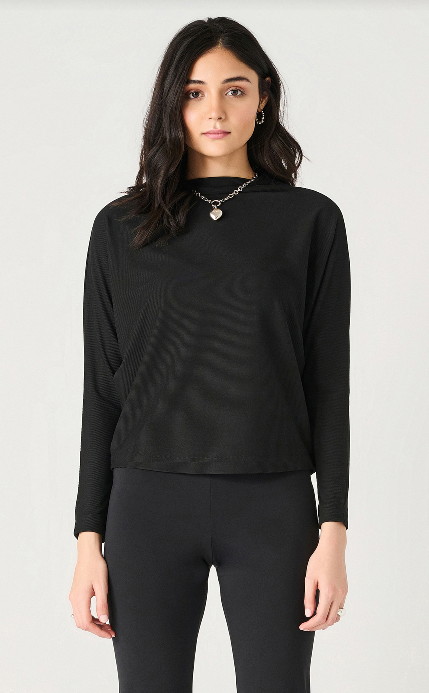 Dex | Mock Neck Ribbed Top