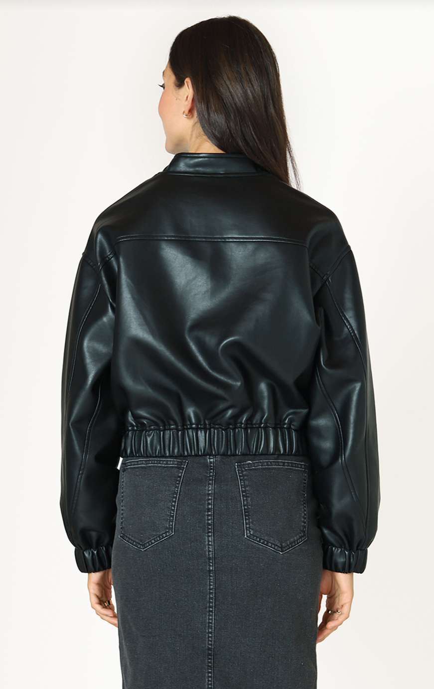 Dex | Faux Leather Bomber Jacket