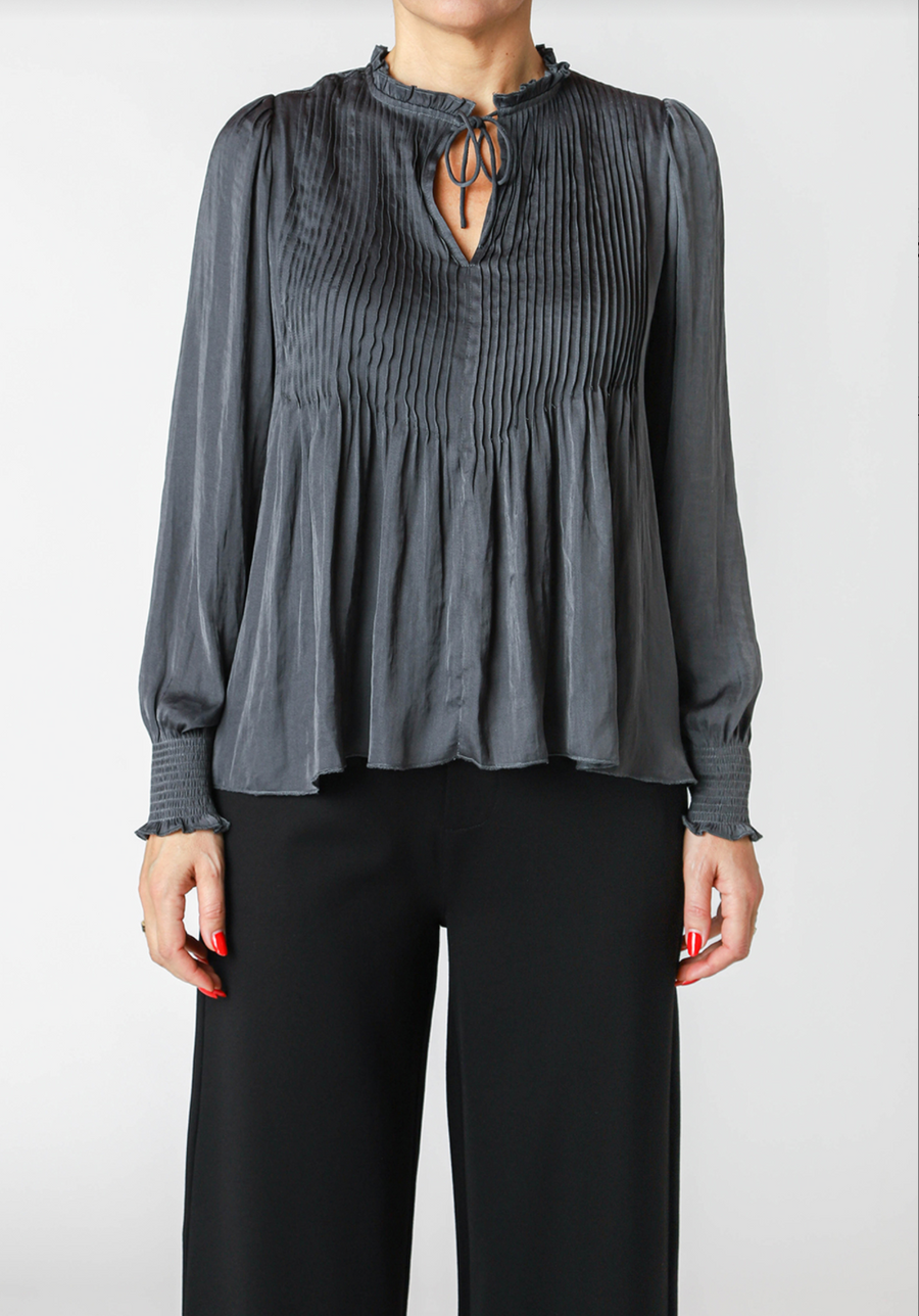 Black Tape | Pintuck Blouse