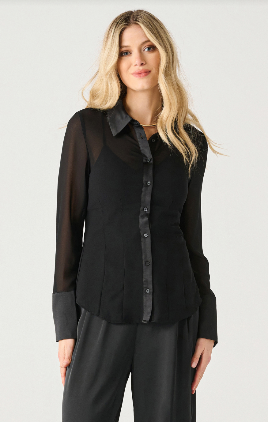 Black Tape | Sheer Cinched Blouse