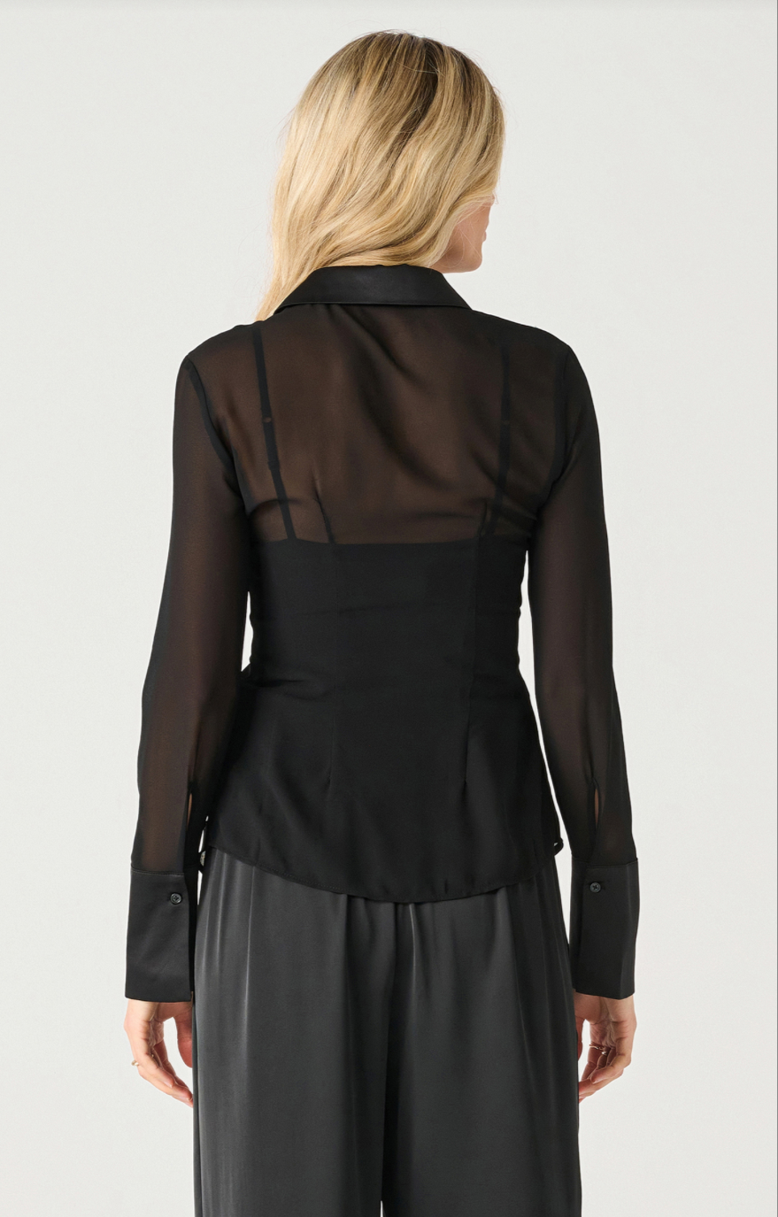 Black Tape | Sheer Cinched Blouse