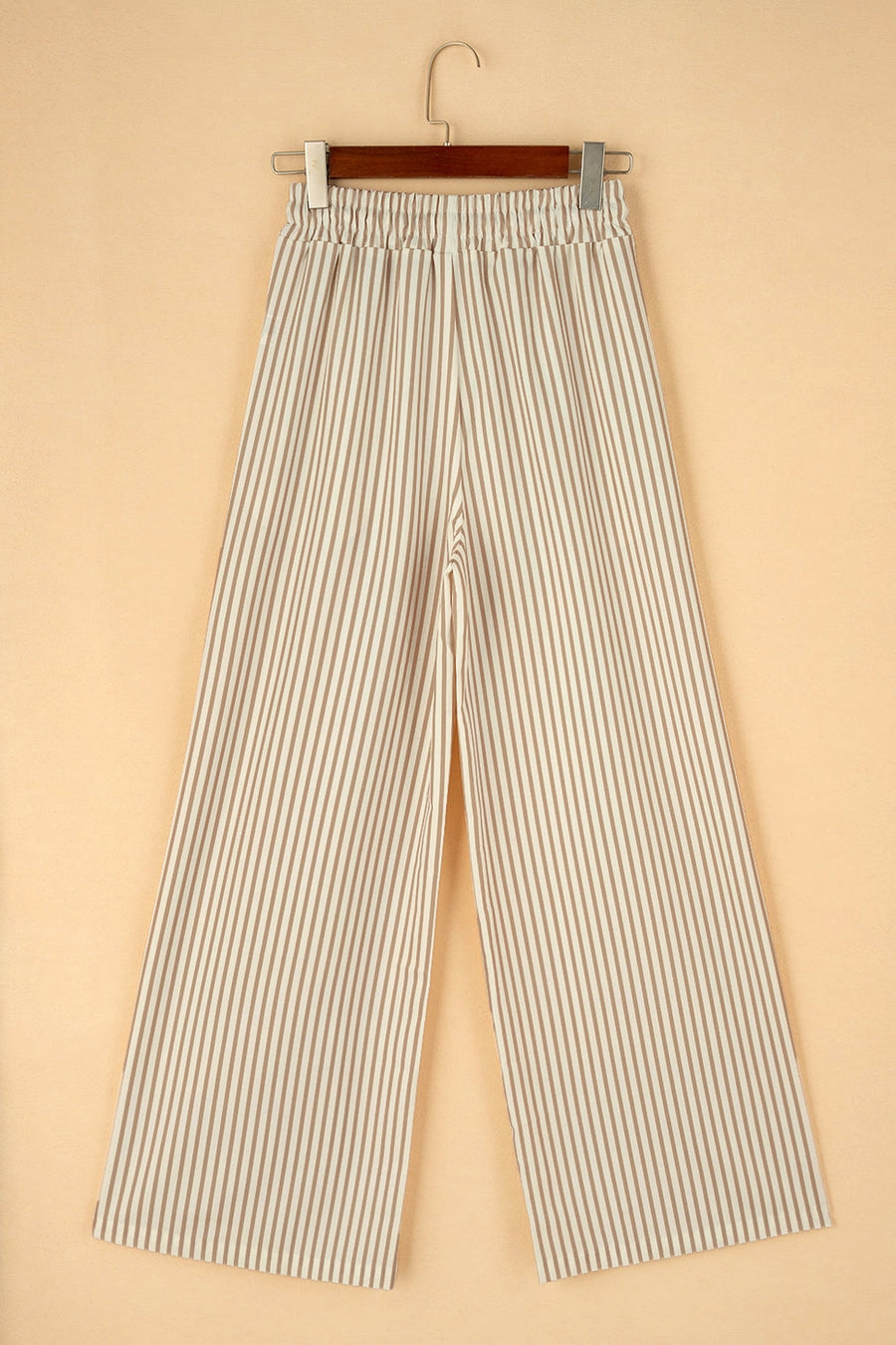 Lovesoft | Khaki Stripe Print Wide Leg Drawstring Pants