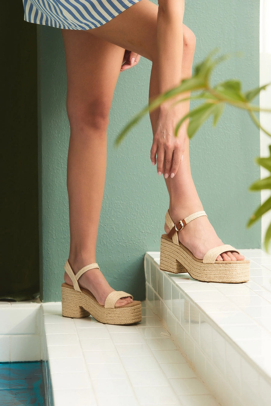 Ccocci |Espadrilles Wrapped Chunky Platform Heeled Sandal