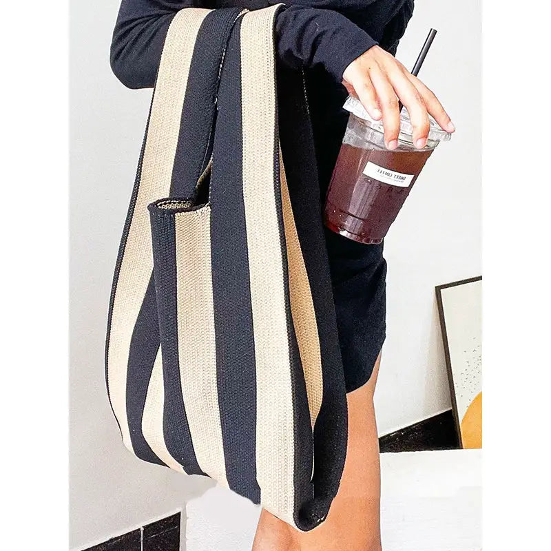 Stylish Contrast | Woven Handbag Color Stripes