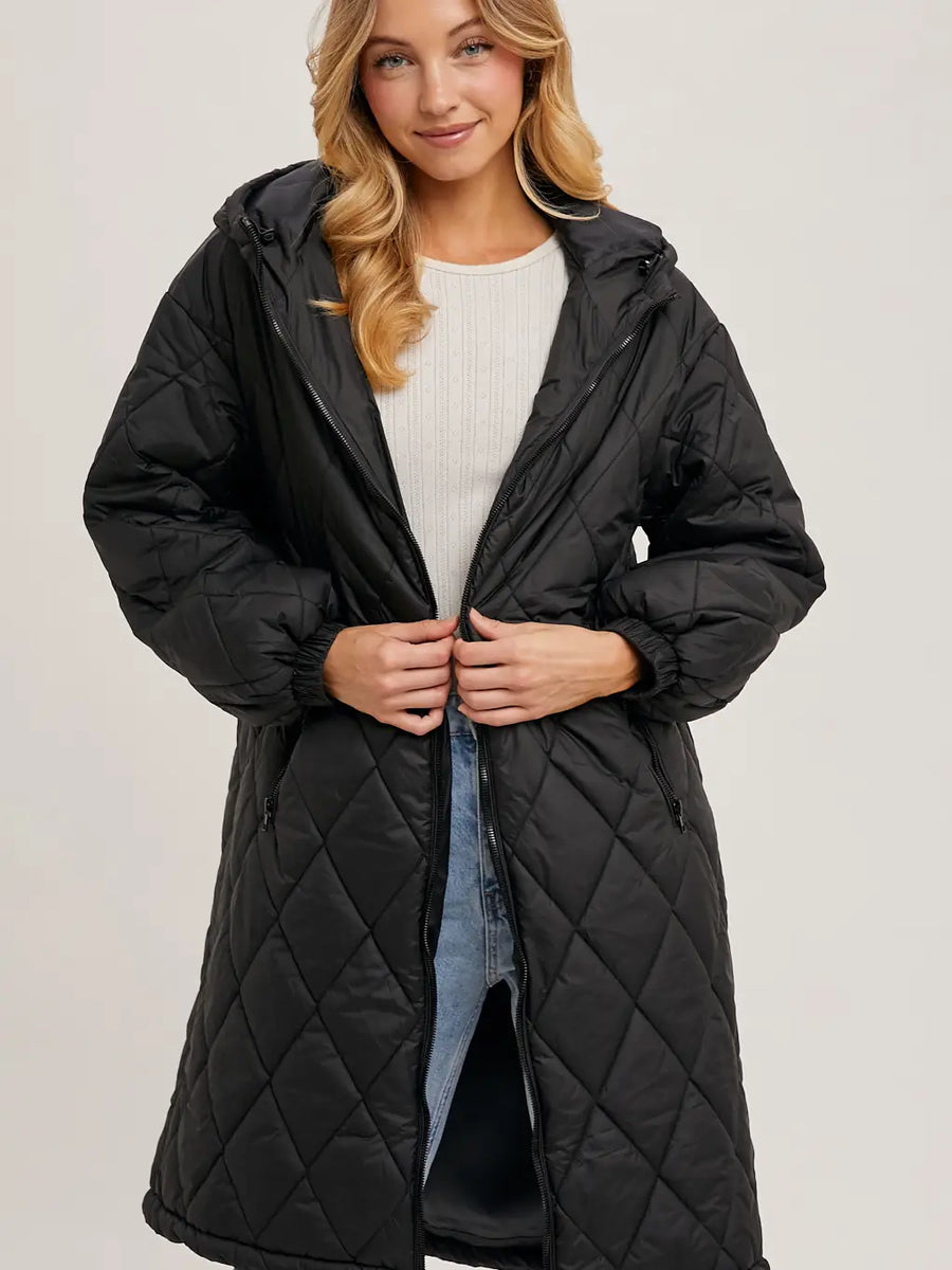 Blueivy | Longline Quilted Puffer Jacket