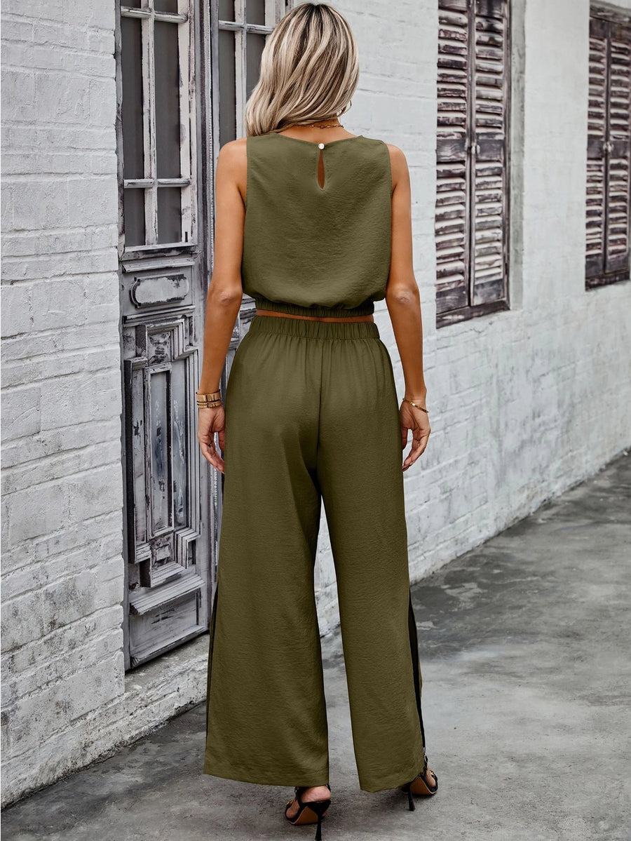 Trend Notes |Solid Linen Two Piece Pant Set