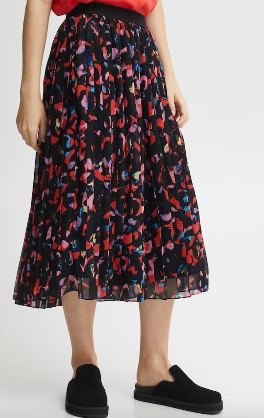 Ichi | Poppy Red Print Skirt